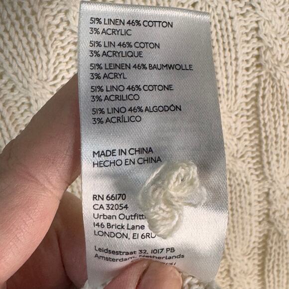 EUC Maeve Cable-Knit Polo Sweater Tee Size S Cream Linen Stripes Preppy Tennis - Picture 9 of 10